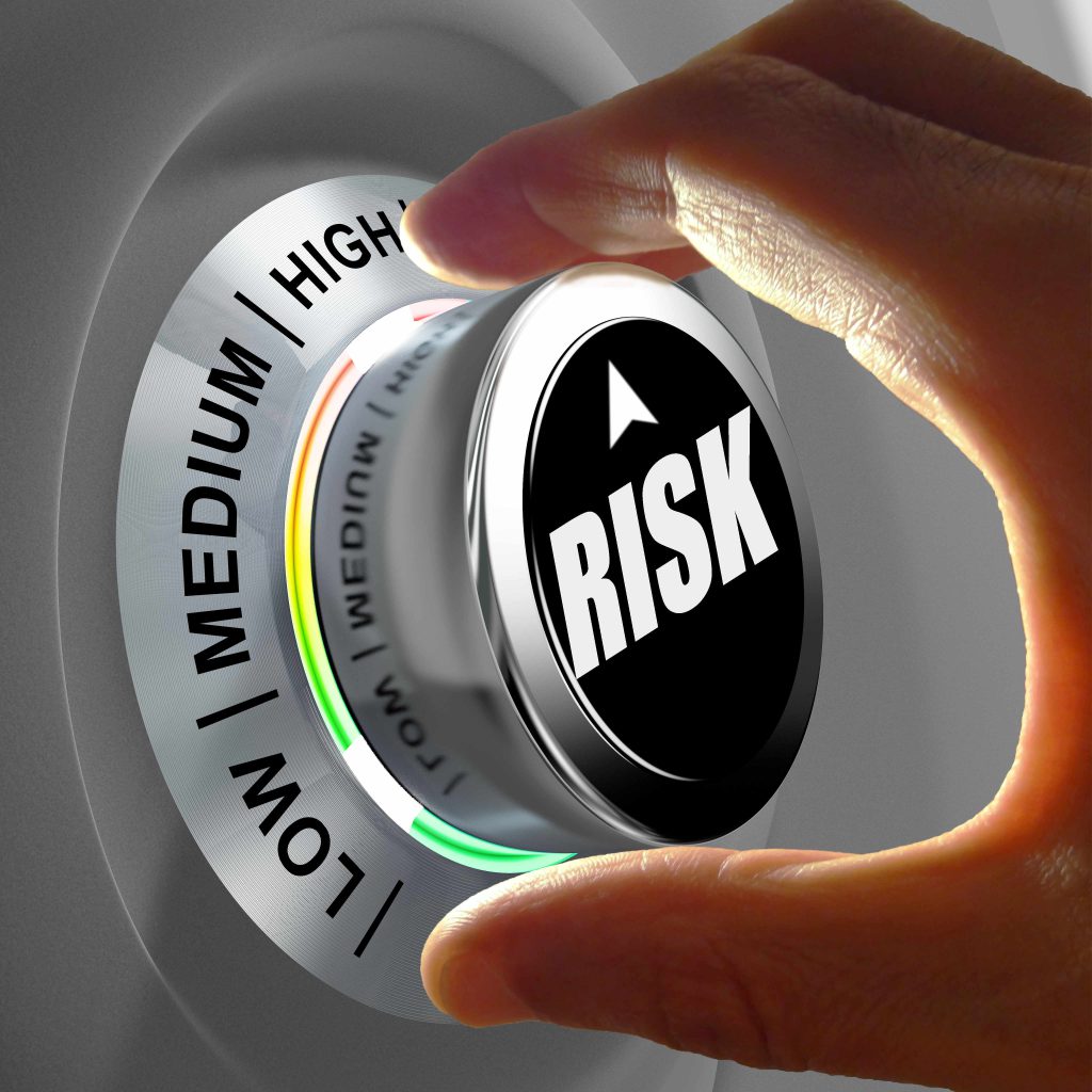 The button shows three levels of risk management