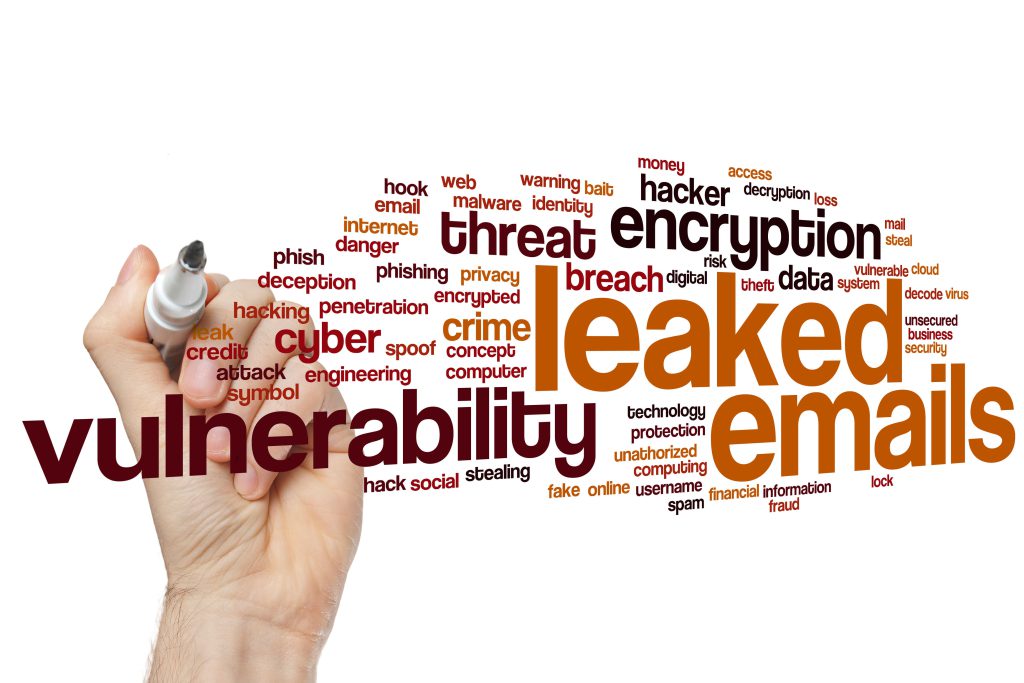 Leaked emails word cloud concept